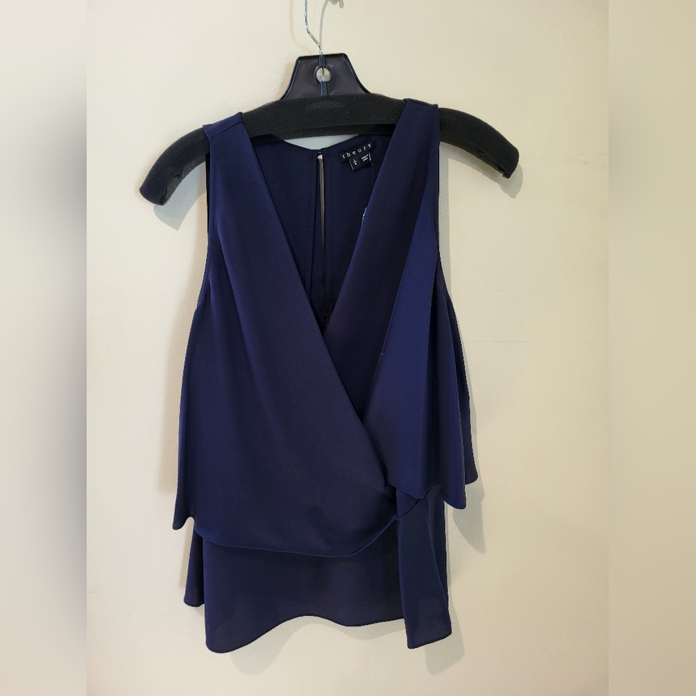 Women's Navy Blue Ruffle Shirt
